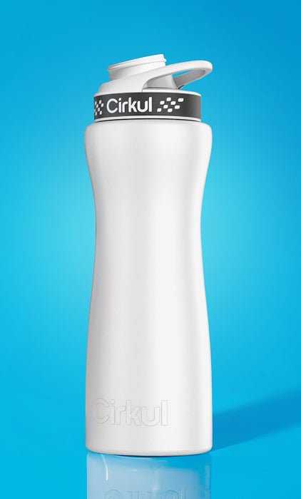22oz. White Stainless Steel Bottle & Black Lid