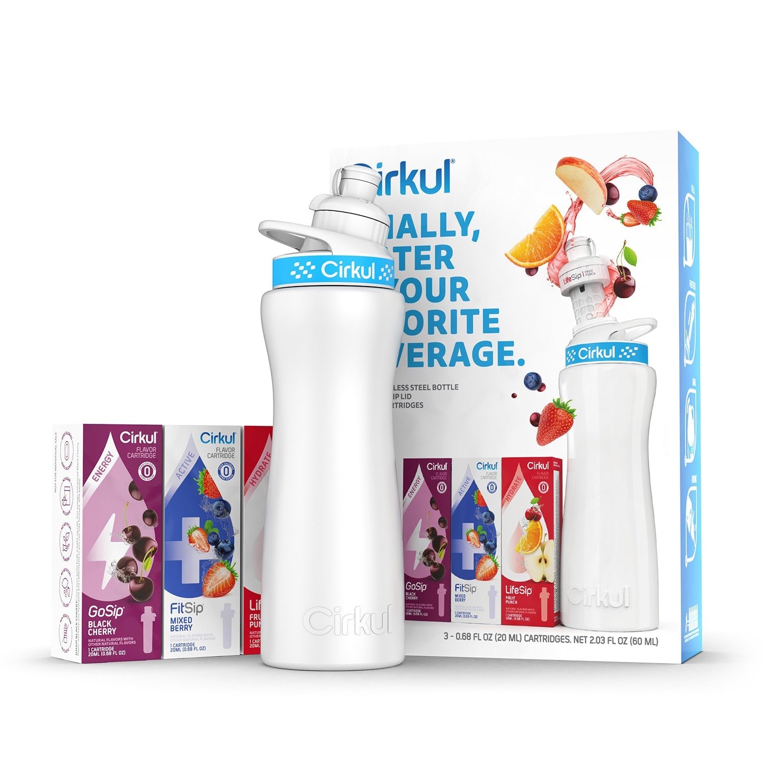 Starter Kit: 22oz. Stainless Steel Bottle, Lid, & 3 Cartridges - Image 2